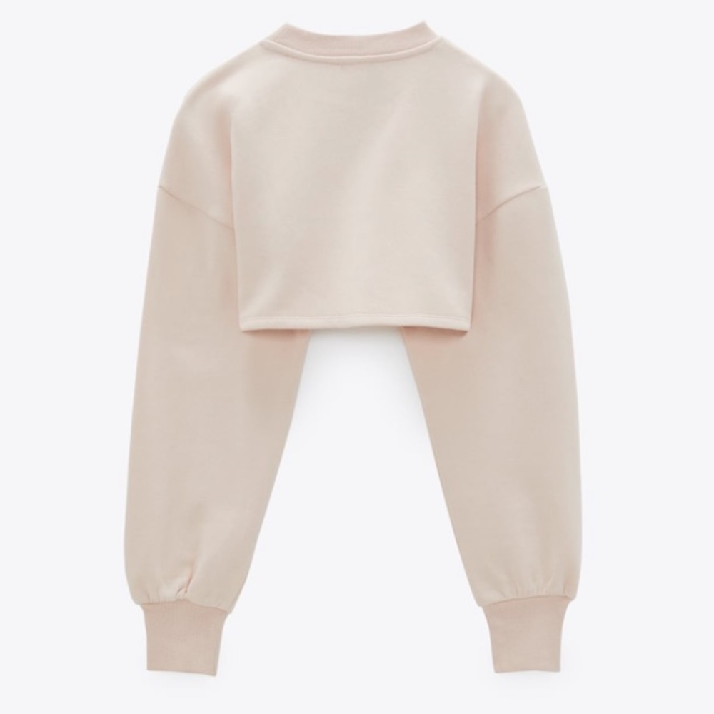 NWT Zara Cropped Sweatshirt Arm Warmer Top - Picture 5 of 7